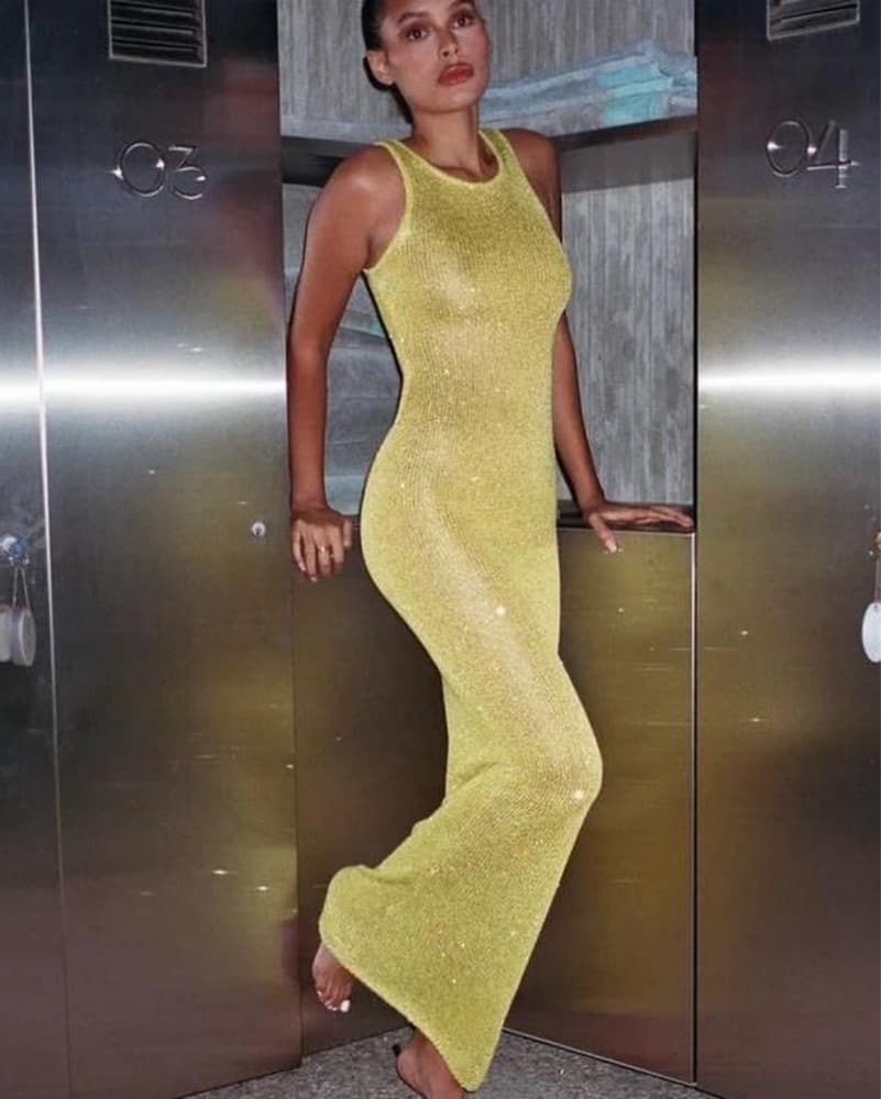 ASTA RESORT Maxi Knit Dress Yellow XS - Image 2