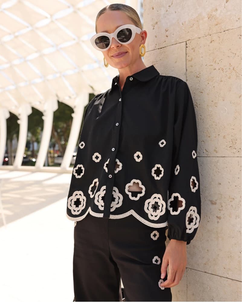 Maje Crochet Clover Button Down - Image 1