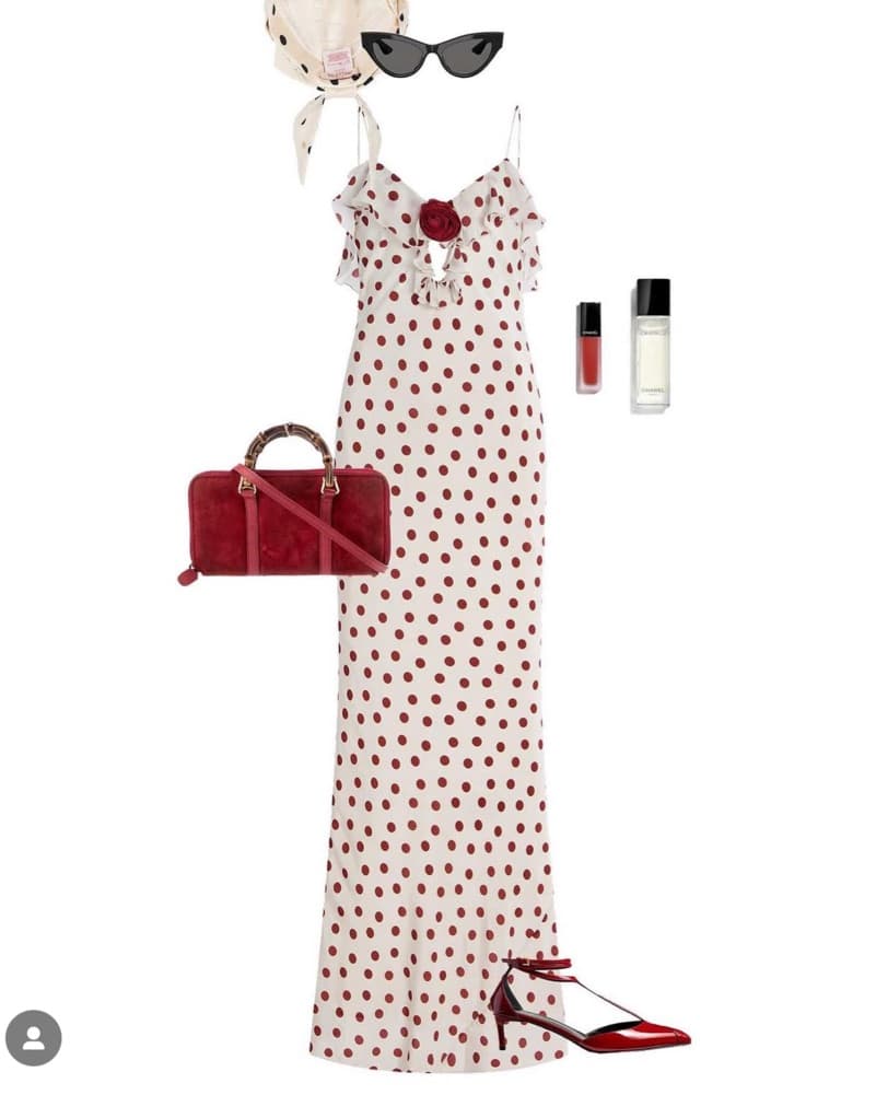 De La Vali Red Polka Dot Maxi Dress - Image 4