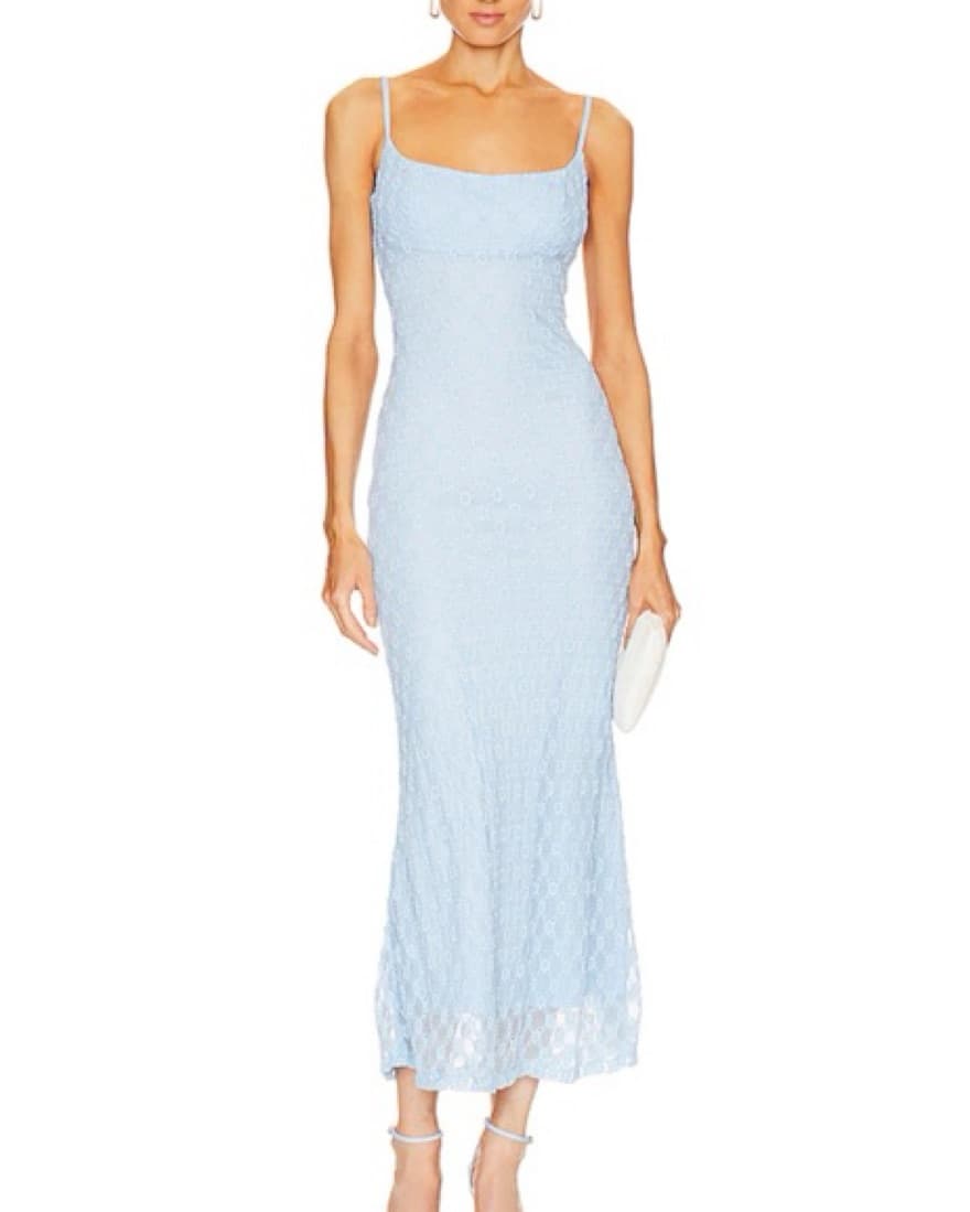 Blue Mesh Midi Dress - Image 2