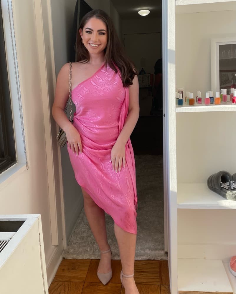 Radiant Pink One-Shoulder Dress - Image 2