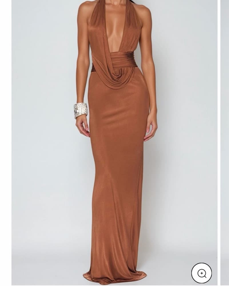 Debra Plunge Backless Ruch Maxi Dress - Image 1