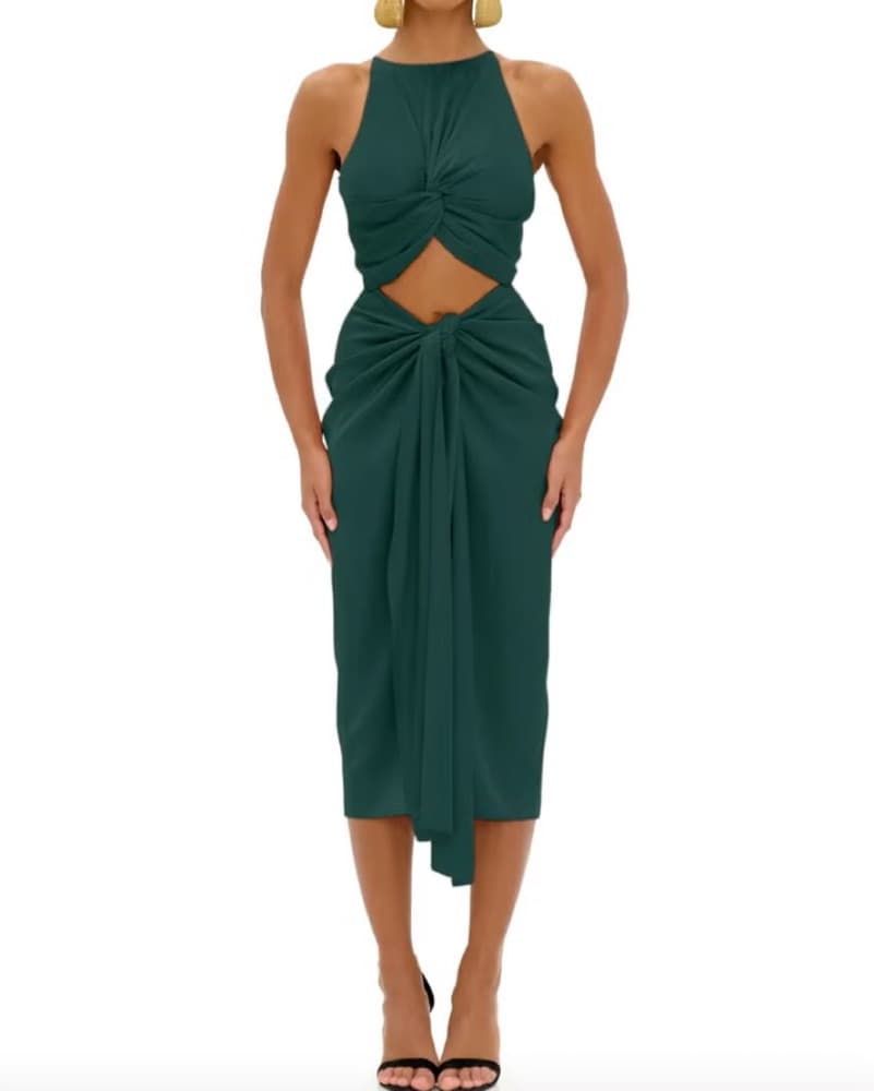 Andrea Iyamah Green Twist Midi Dress - Image 1
