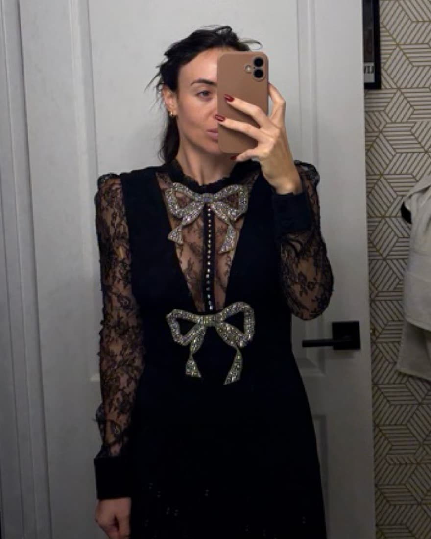 Glamorous Gucci Gem-Encrusted Black Lace Dress - Image 1