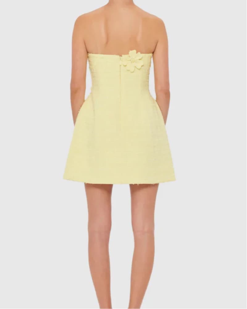 Leo Lin Rosario Tweed Yellow Dress  - Image 3