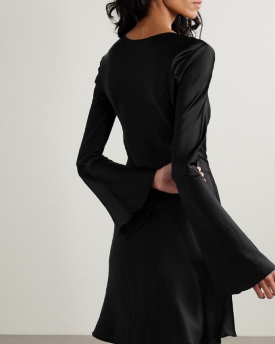 Ganni Satin Long Sleeve Dress  XS/S - Image 3