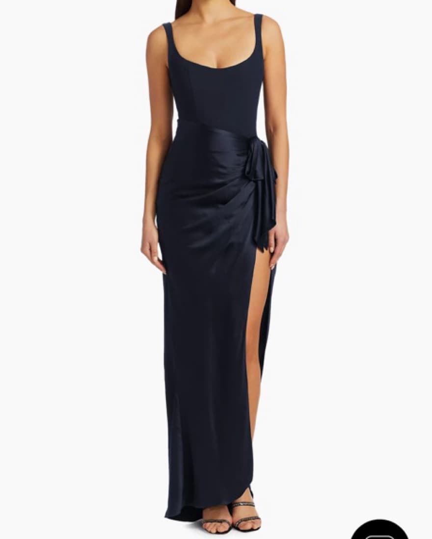Cinq à Sept Marian Draped Navy Gowna - Image 2