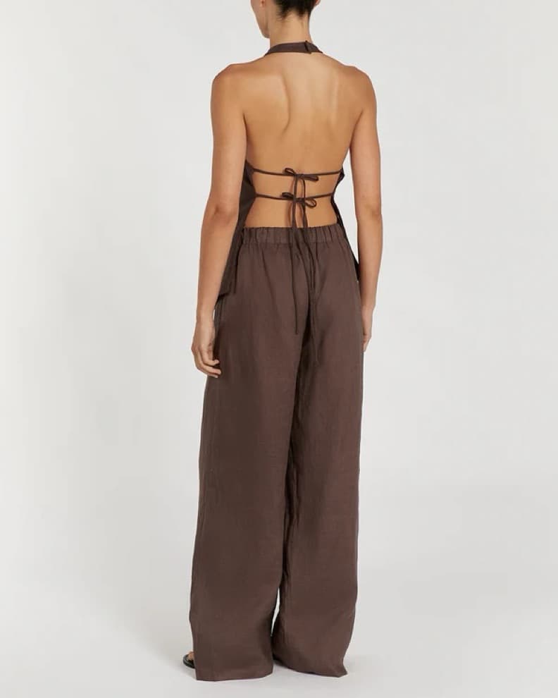 Dissh Chocolate Linen Pants - Image 3