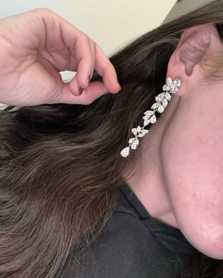 Crystal Flower Statement Earring - Image 3