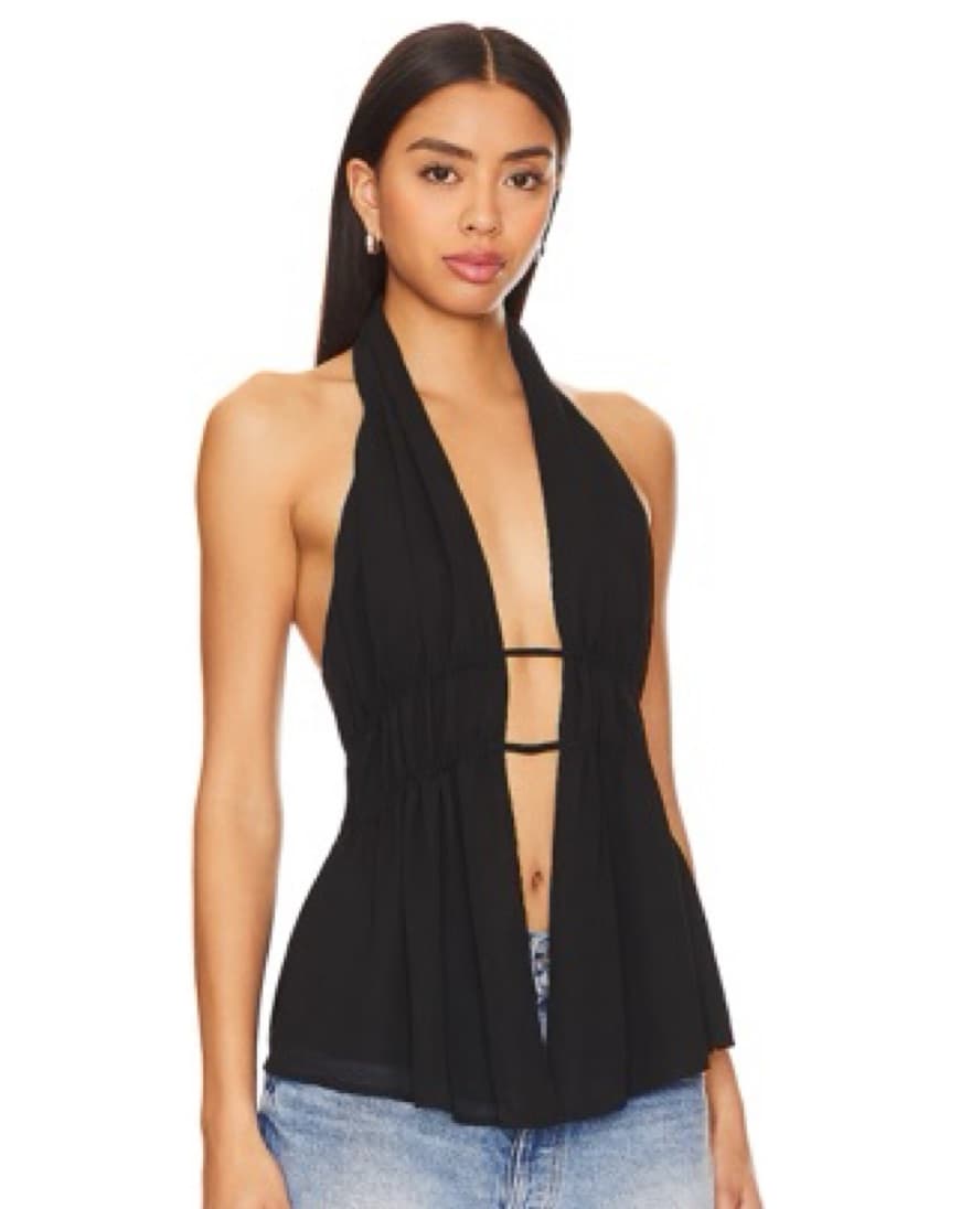 Revolve Black Halter Top - Image 1
