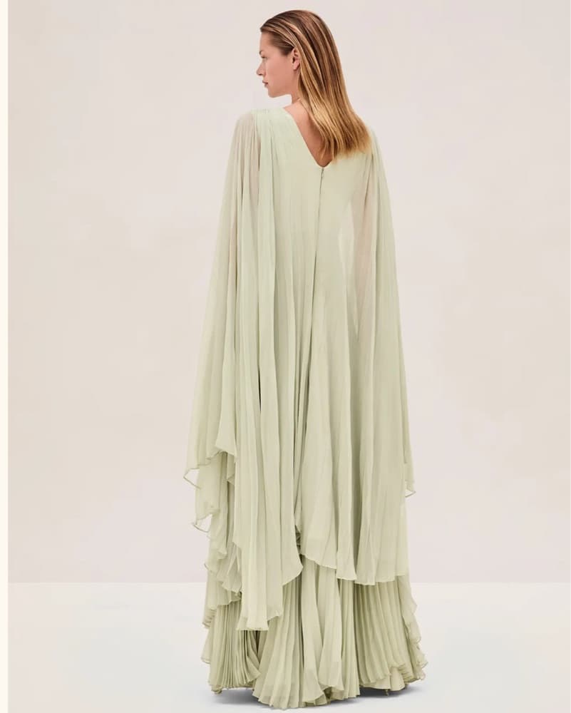 Elegant Pleated Mint Maxi Dress - Image 3