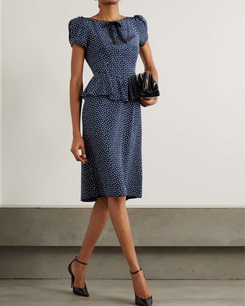 Alessandra Rich Polka Dot Midi Dress - Image 1