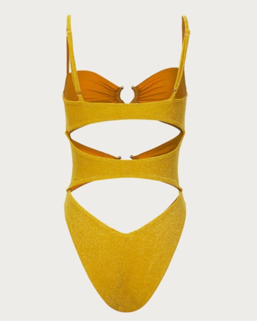 Sparkling Yellow Cutout Swimsuit - Image 3