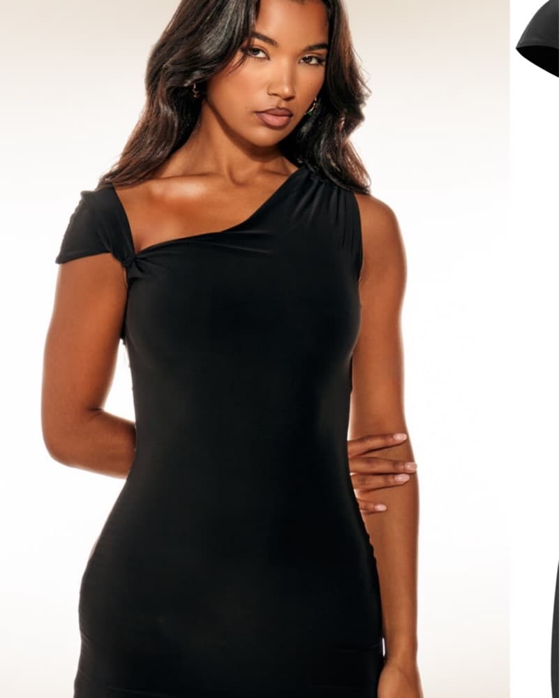 PLT BLACK DOUBLE LAYER SLINKY TWIST DRES - Image 2
