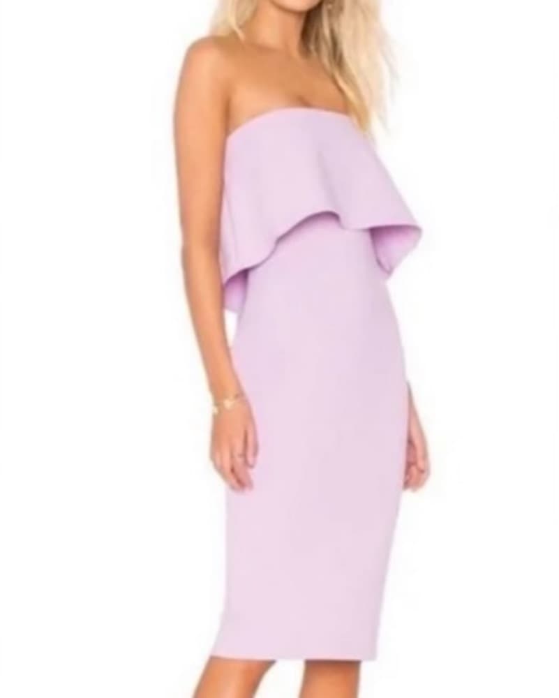 Chic Lavender Strapless Midi Dress - Image 2