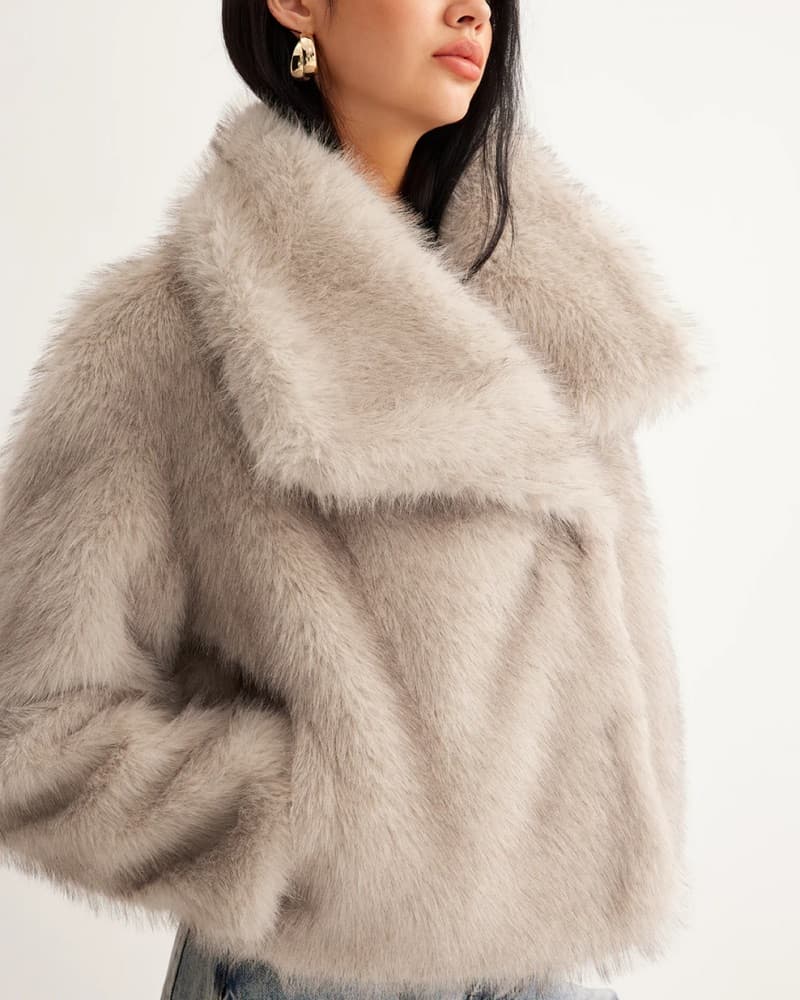 Faux Fur Button Wool Coat - Image 1