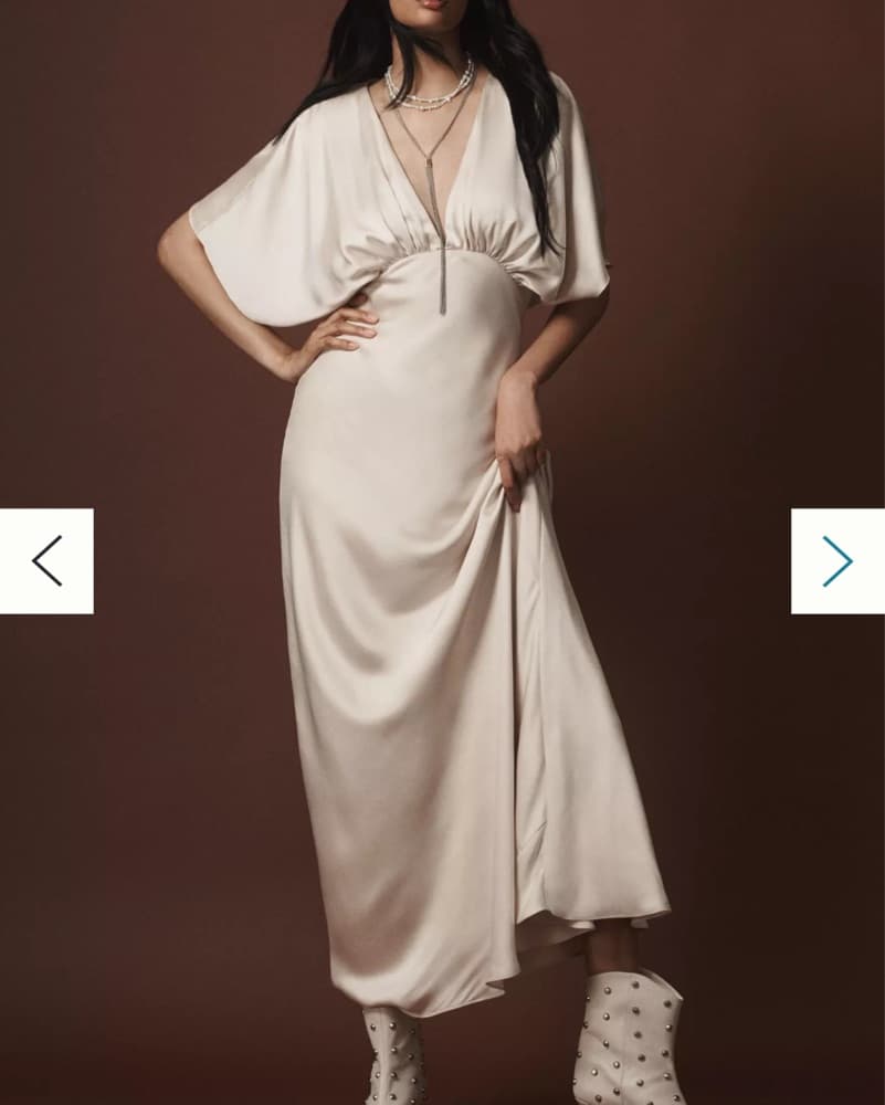 Anthro BHLDN Satin White Dress - Image 3