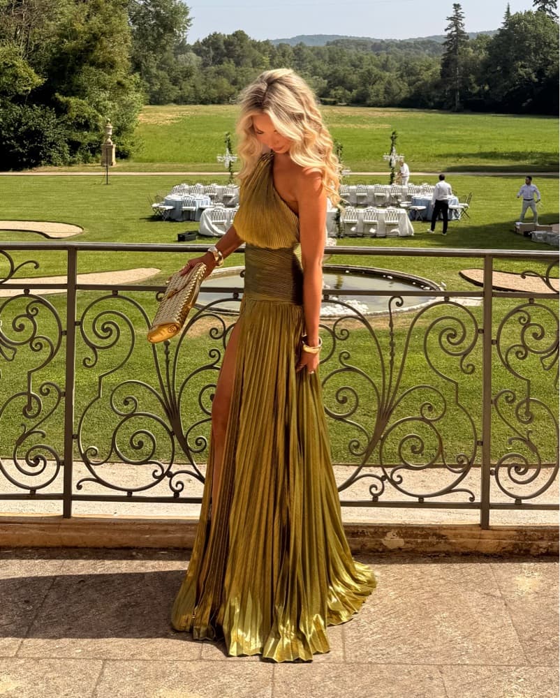 Retrofete Thalia Dress Metallic Peridot - Image 4
