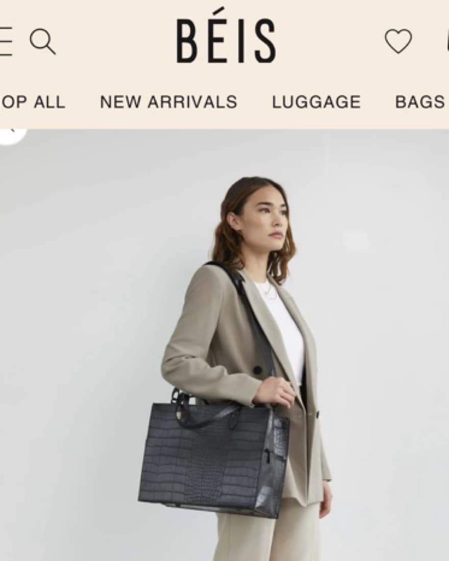 Beis Work Tote In Black Croc  - Image 4