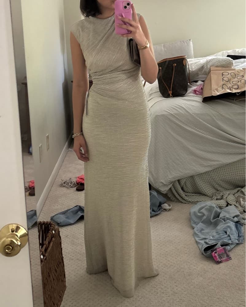 Gold Textured Formal Gown - Image 2