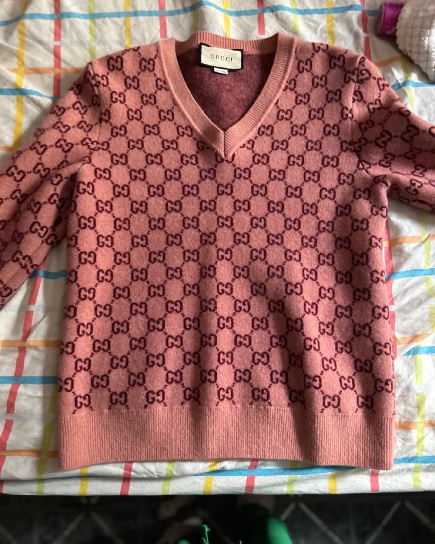 Gucci Monogram Felted-wool Blend V-neck  - Image 2