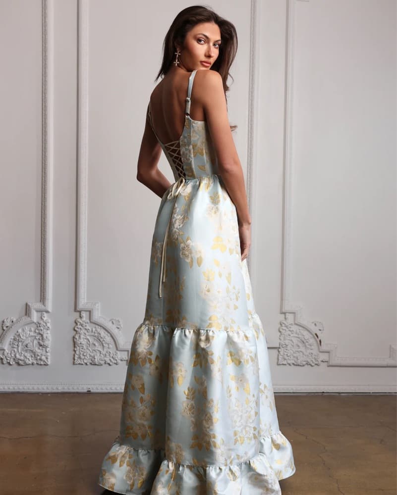V Champan The Avery Dress In Ballad Blue - Image 3