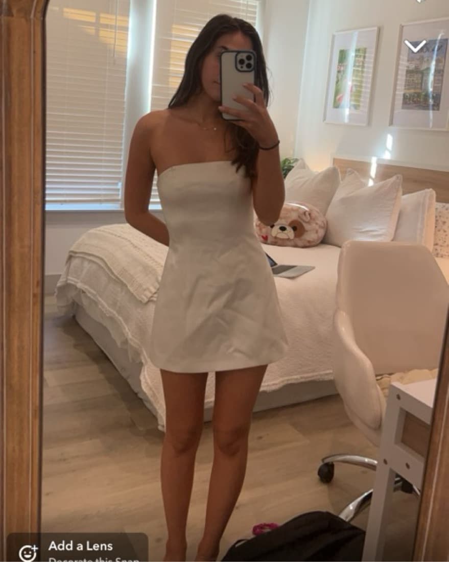Strapless White Mini Dress - Image 1
