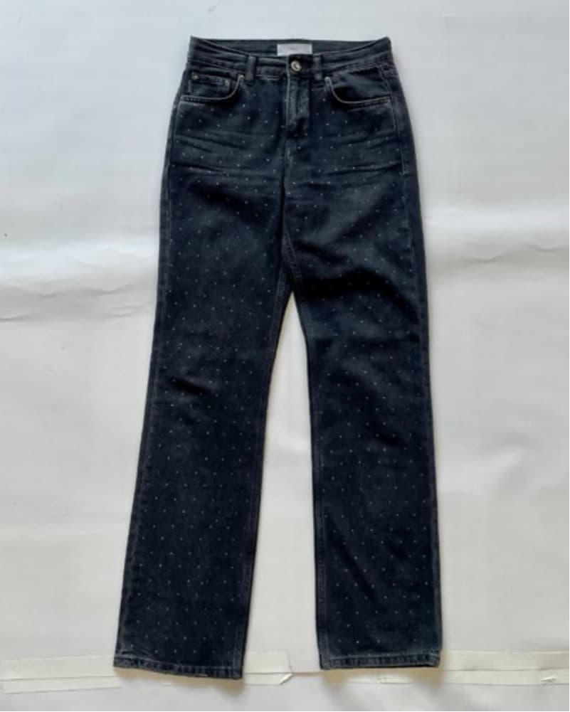 Mango Crystal Embellished Denim Dark  - Image 1
