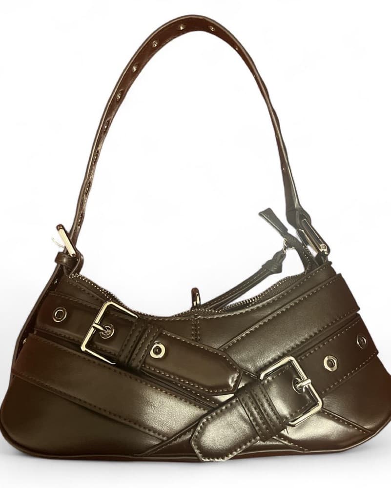 Zara Dark Brown Leather Shoulder Bag - Image 2