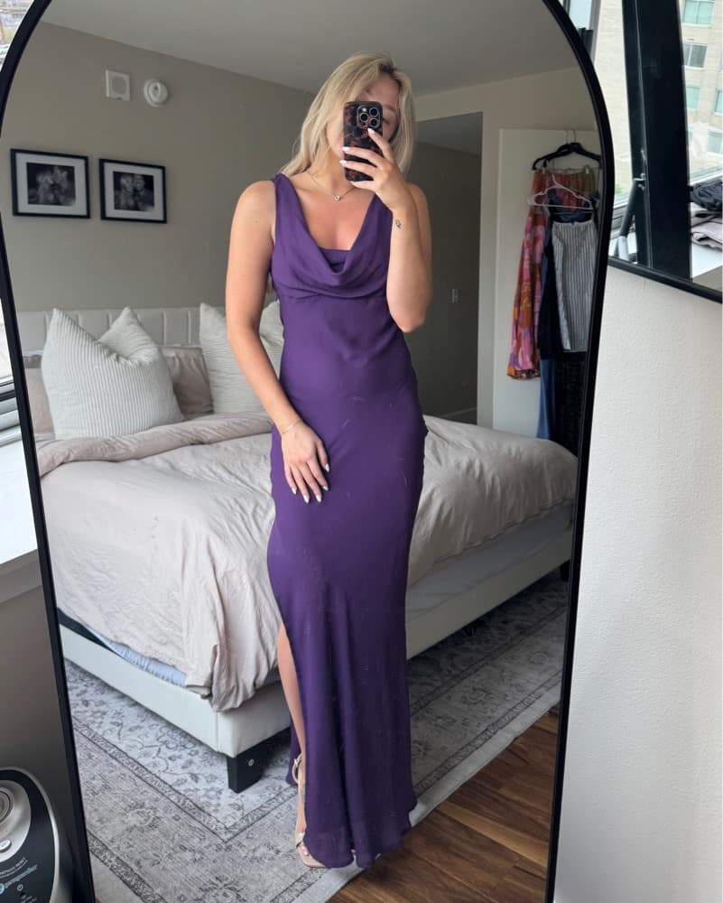 Purple Cowl Neck Gown - Image 1