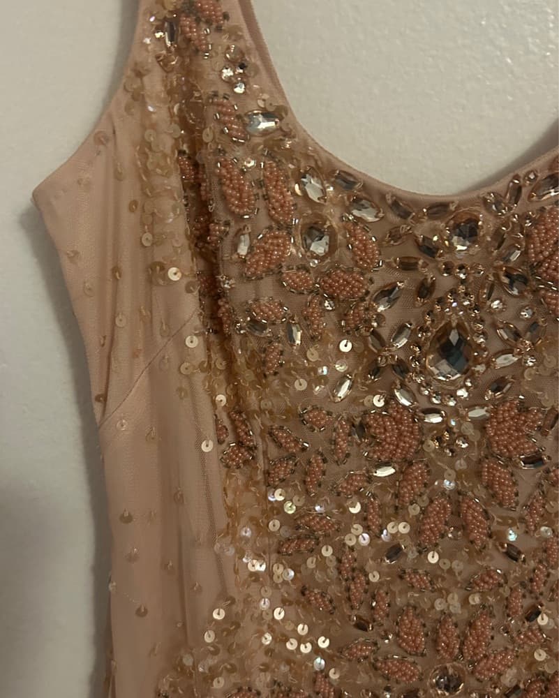 Blush pink beaded sequin mini dress - Image 2