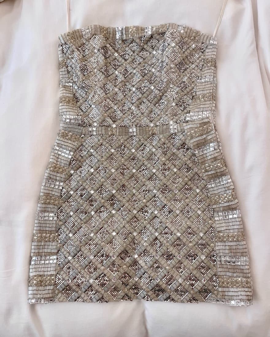 Retrofete Heather Silver/Gold Mini Dress - Image 3