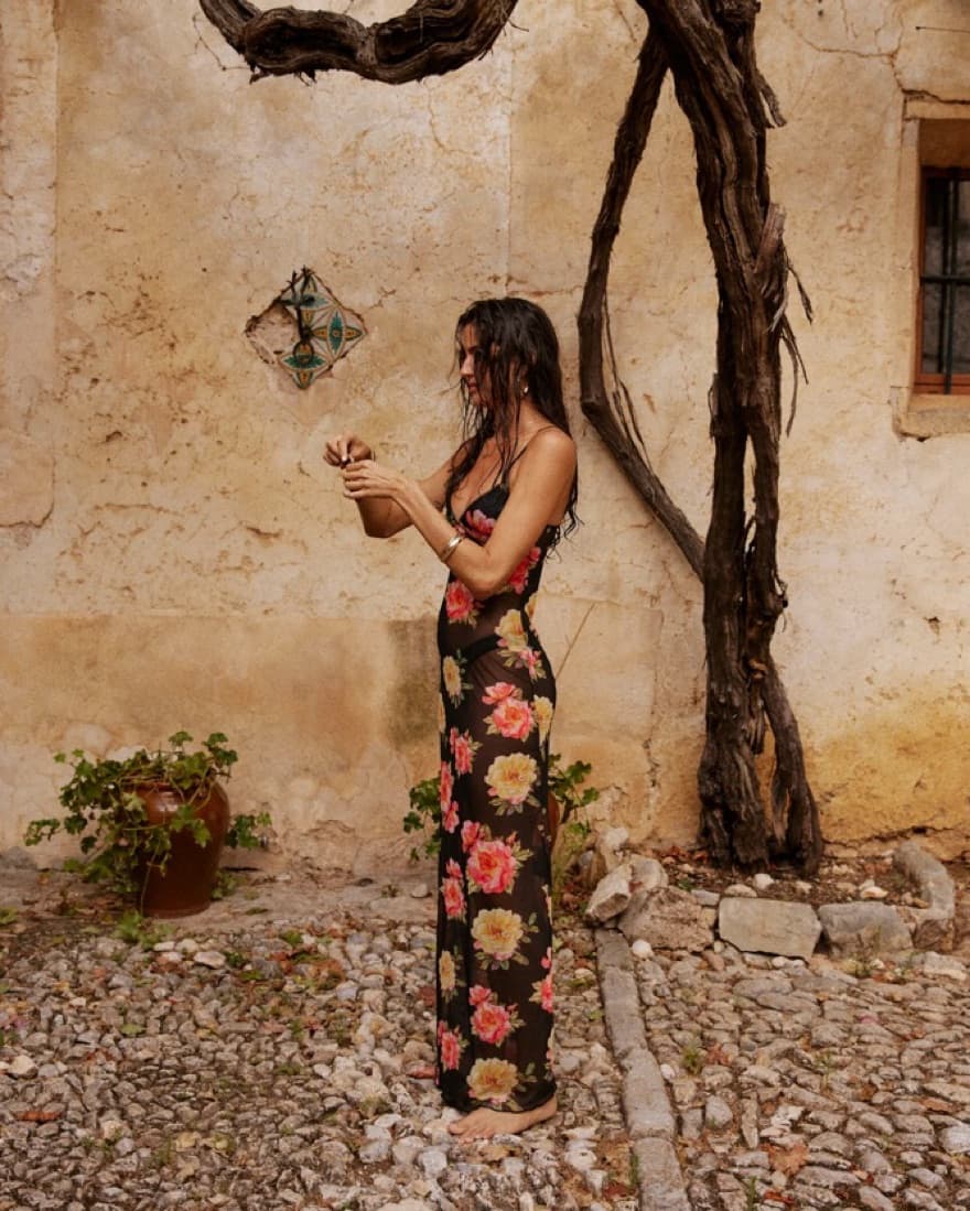 Floral Sheer La Rosalia Maxi Dress - Image 3
