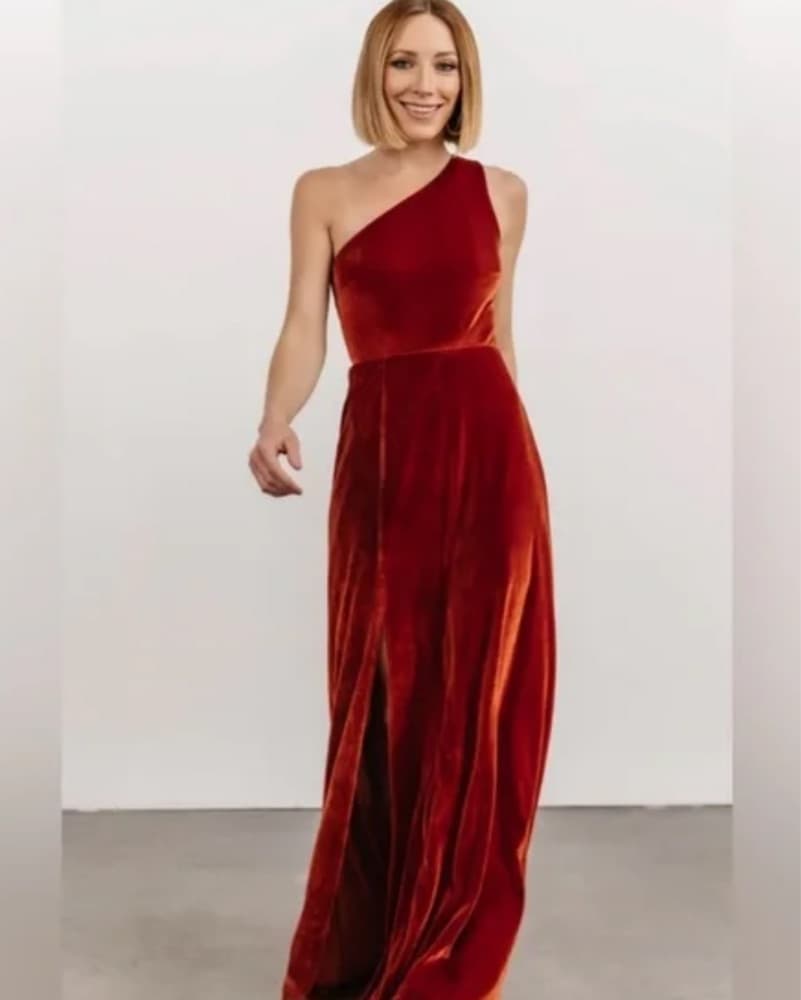 One-Shoulder Velvet Dress - Image 1