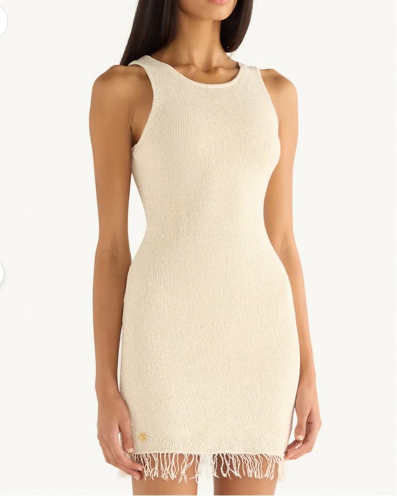 ASTA RESORT Sequin Off White Mini Dress - Image 1