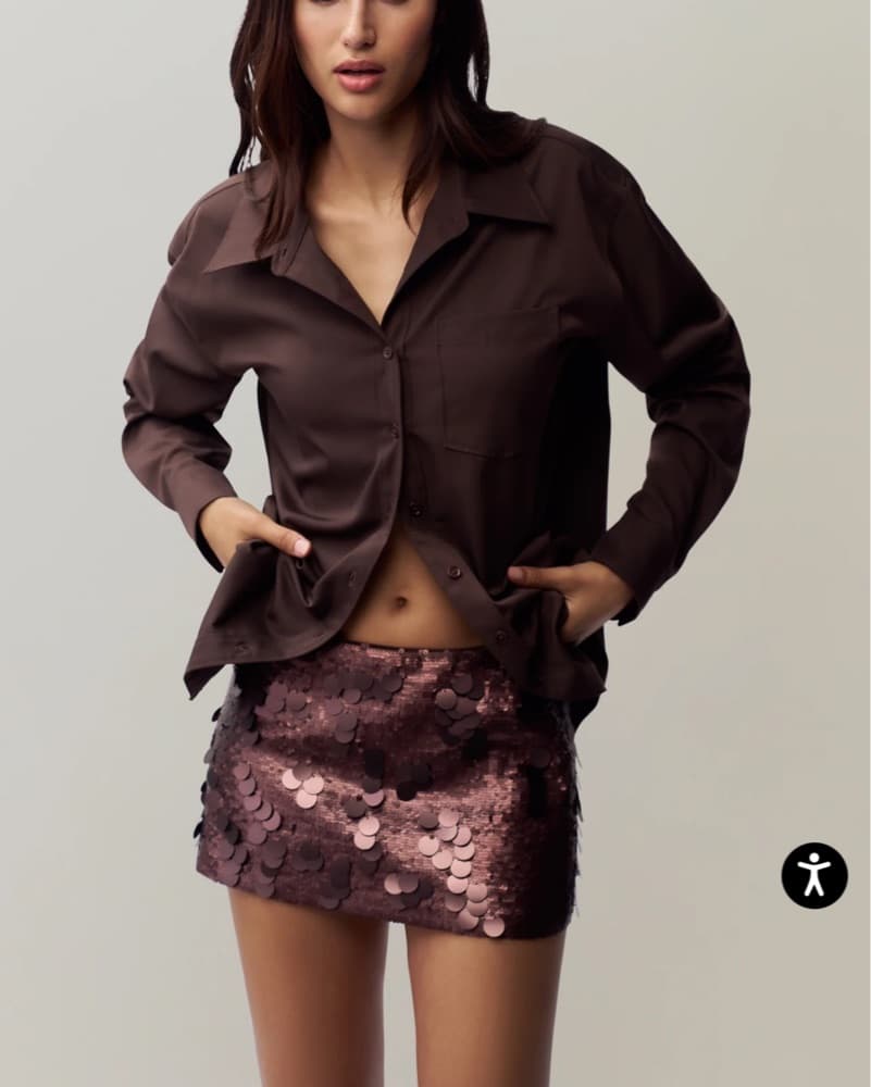 Low Rise Paillette Skirt - Brown Sequin - Image 1
