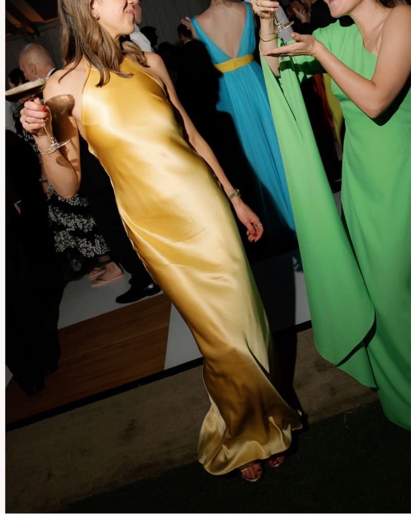 Yellow Silk Halter Dress - Image 2