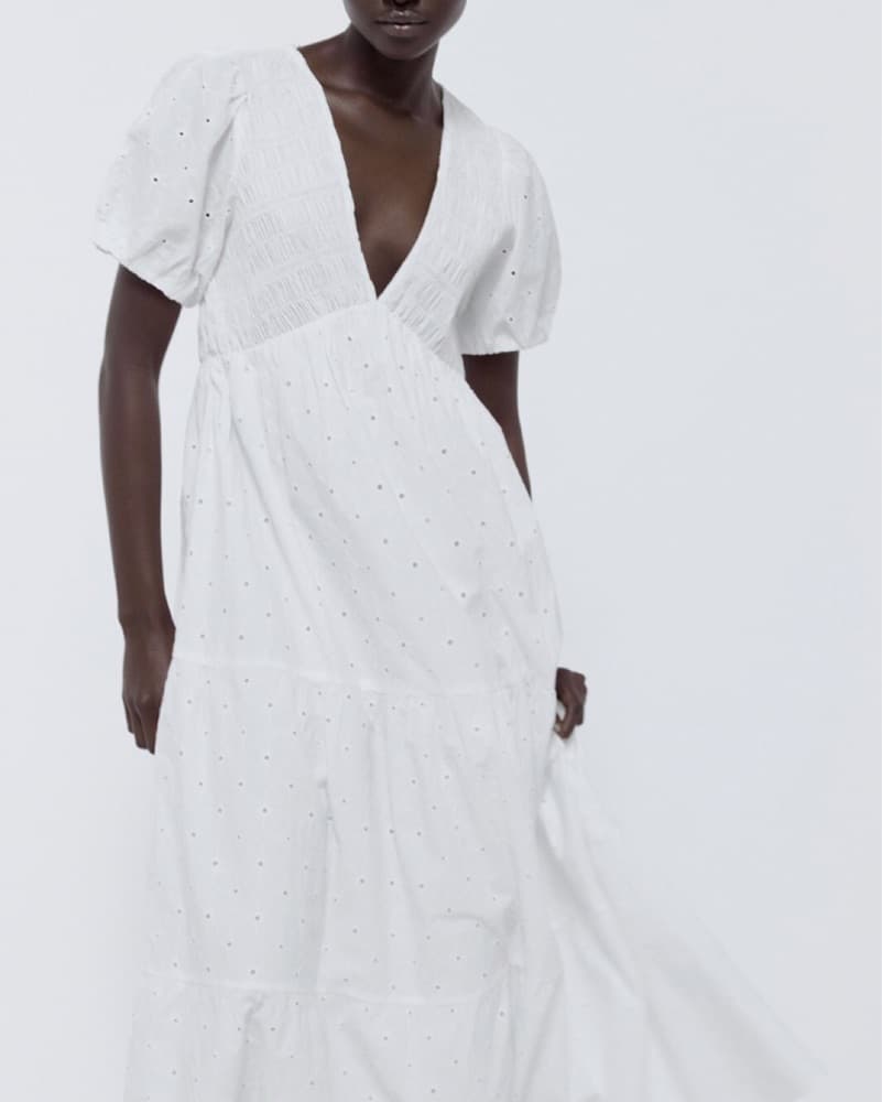 Zara White Eyelet Maxi Dress - Image 2