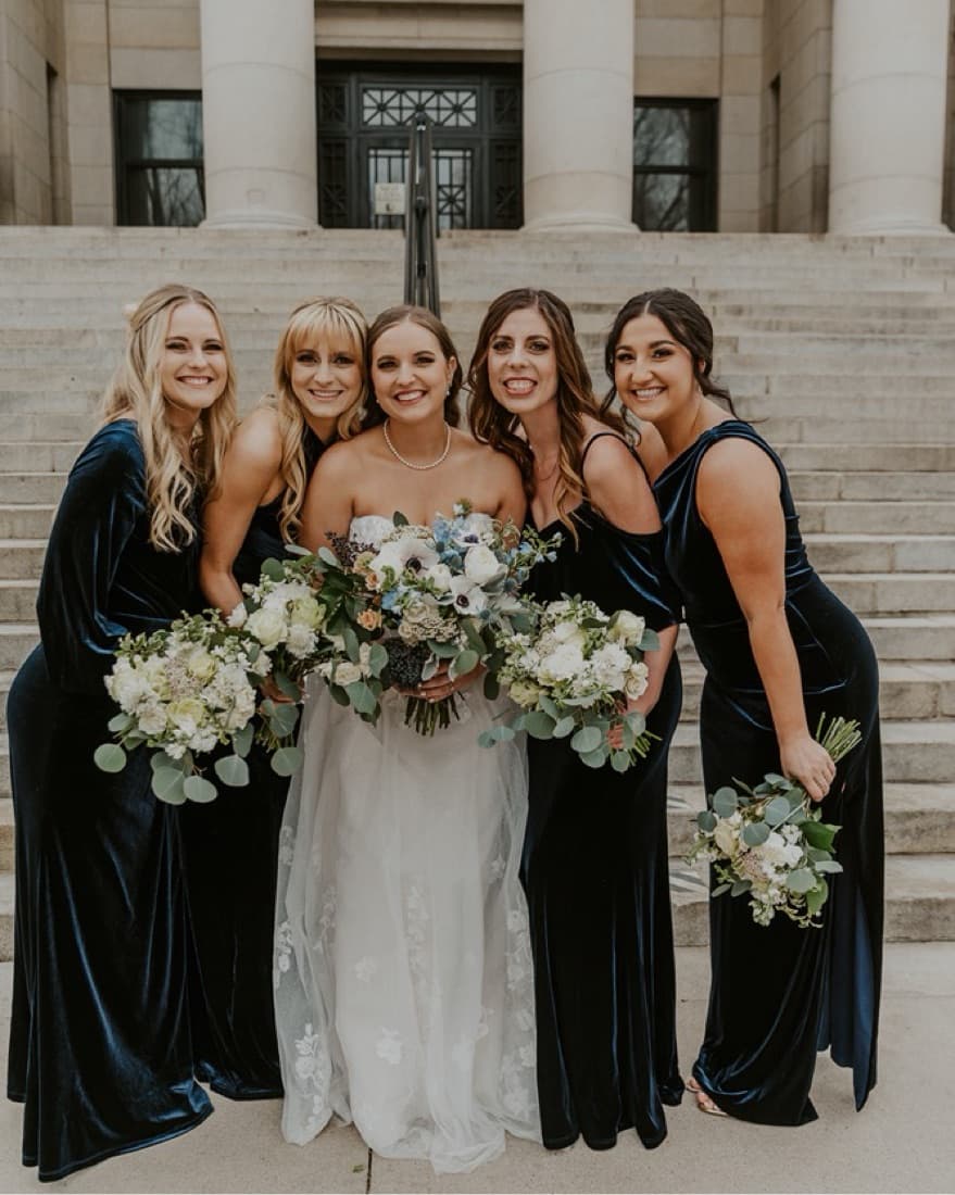 Revelry Navy Velvet Bridesmaid Dress - Image 5