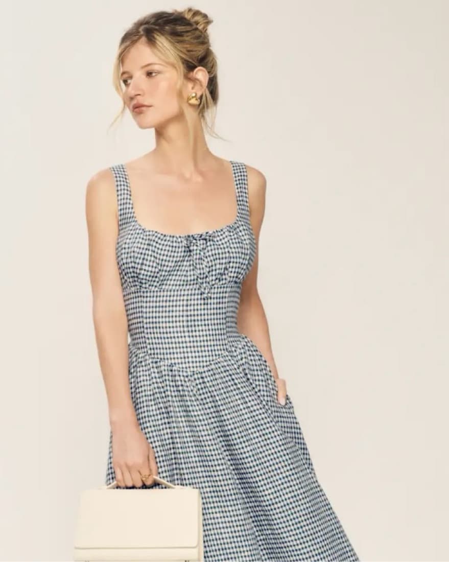 Reformation Balia Linen Dress In Gingham - Image 2