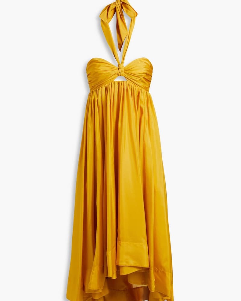 Zimmermann Yellow Silk Halter Maxi Dress - Image 4