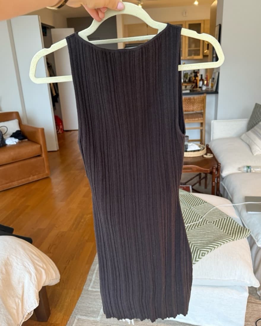 Chocolate Brown Mini Knit Bodycon Dress - Image 2