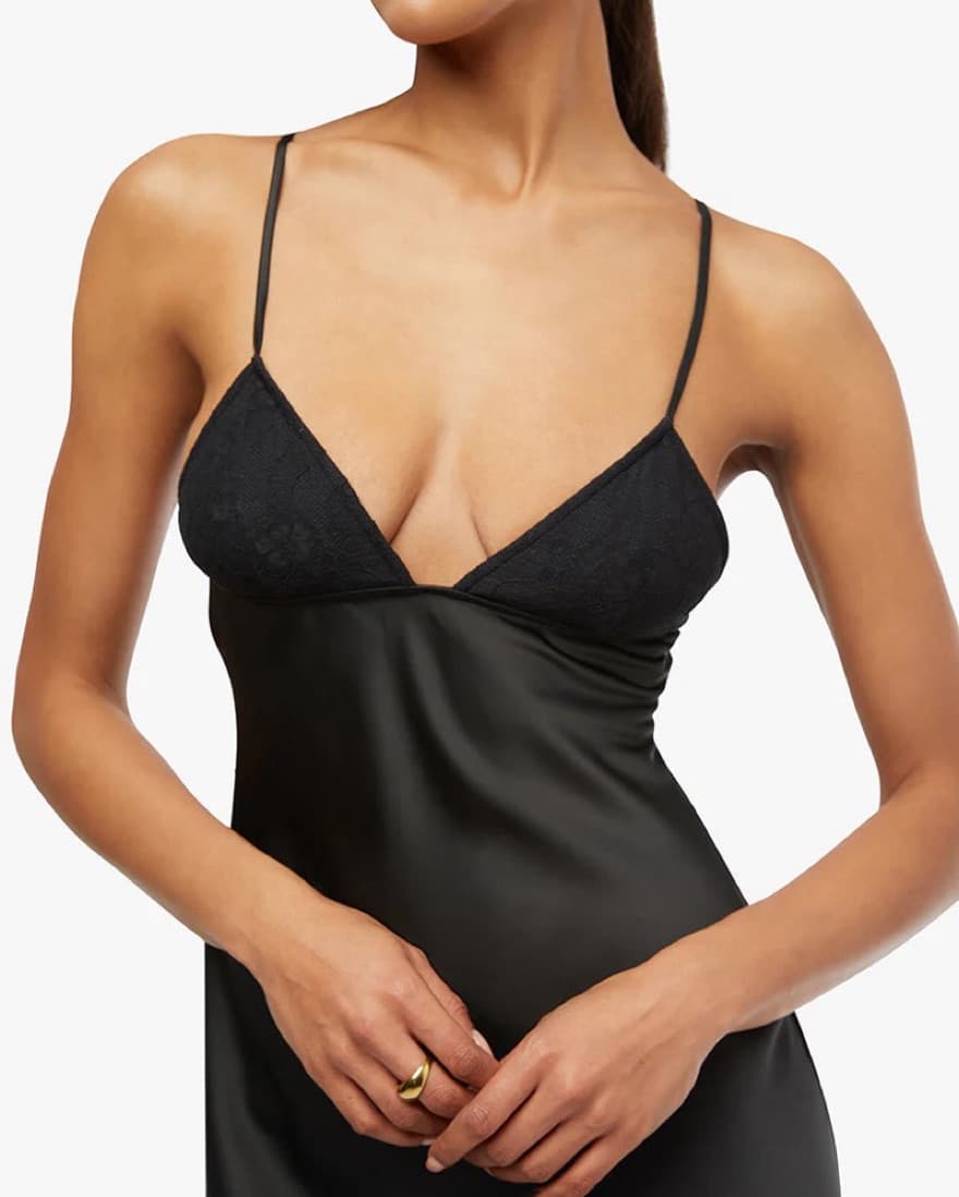 Black Lace Cup Slip Dress - Image 3