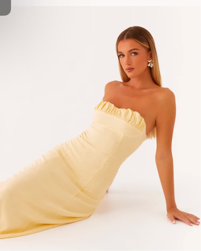 Yellow Linen Maxi Dress  - Image 3