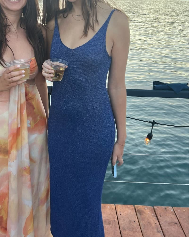 Blue Knit Lurex Sparkly Midi/maxi Dress - Image 5