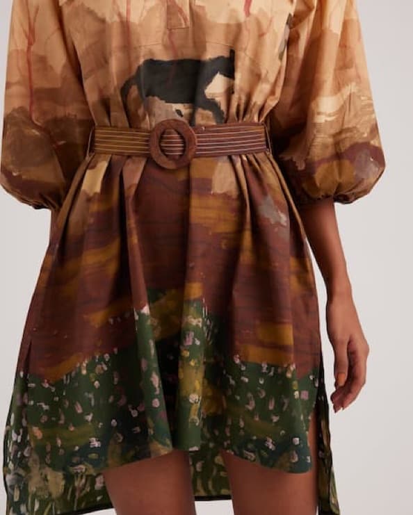 Unique Landscape Print Shirt Dress with  - Image 4