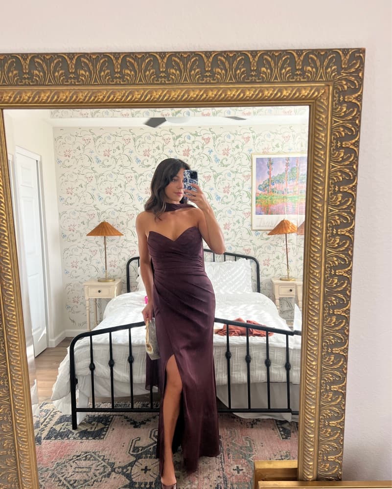 Strapless Burgundy Formal Gown - Image 5