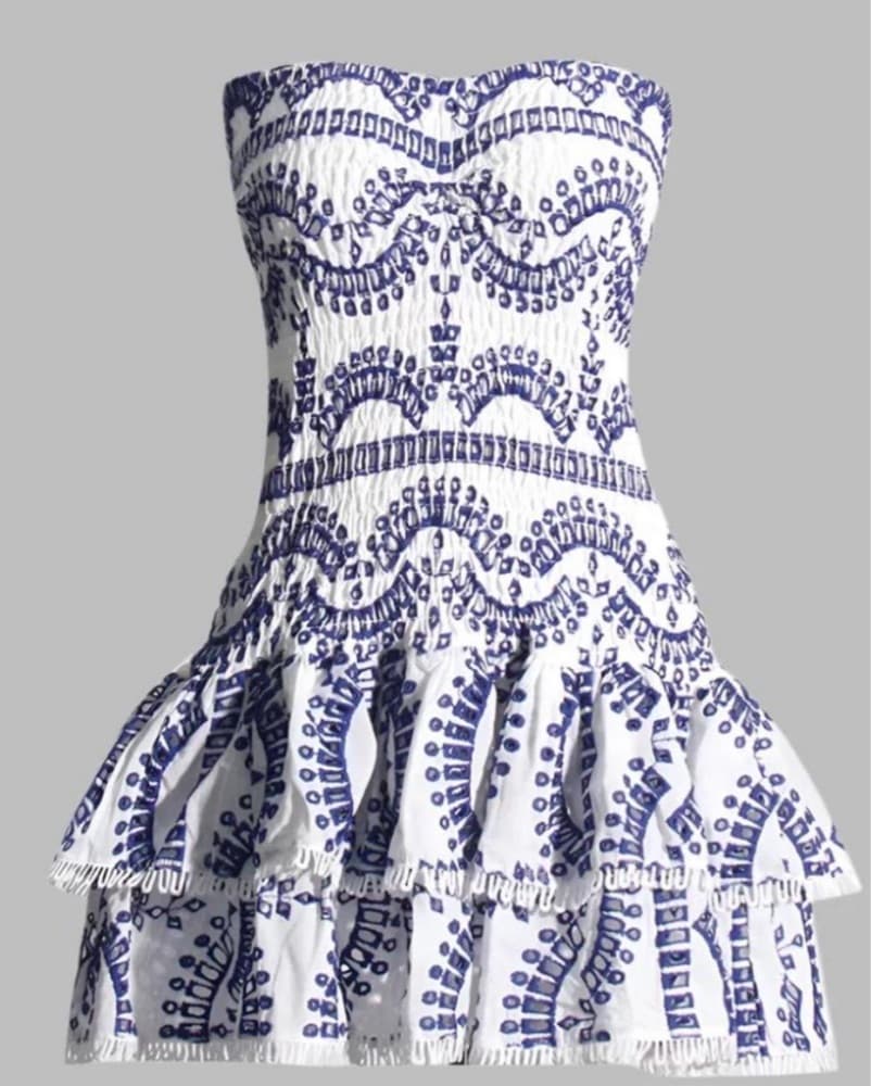 $600 Charo Ruiz White Blue Mini Dress S/XS - Image 3