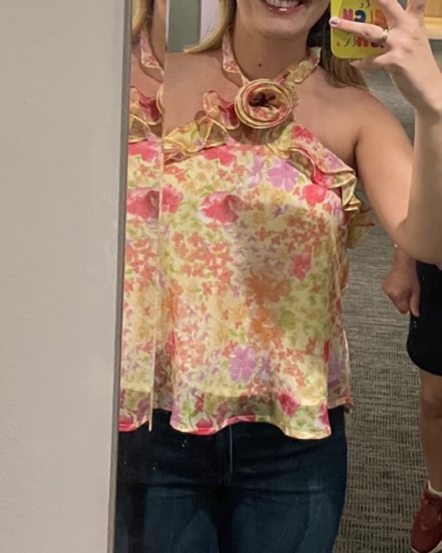 Flowered Halter Top With Rose  - Image 1