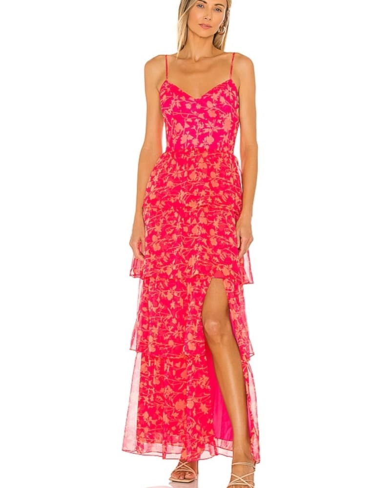 Pink and Orange Floral Maxi Dress - Image 1
